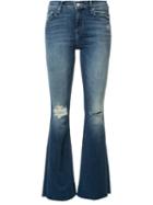 Mother Ripped Detailing Flared Jeans, Women's, Size: 26, Blue, Cotton/polyester/spandex/elastane