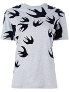 Mcq Alexander Mcqueen Swallow Swarm Patch T-shirt, Women's, Size: Medium, Grey, Cotton