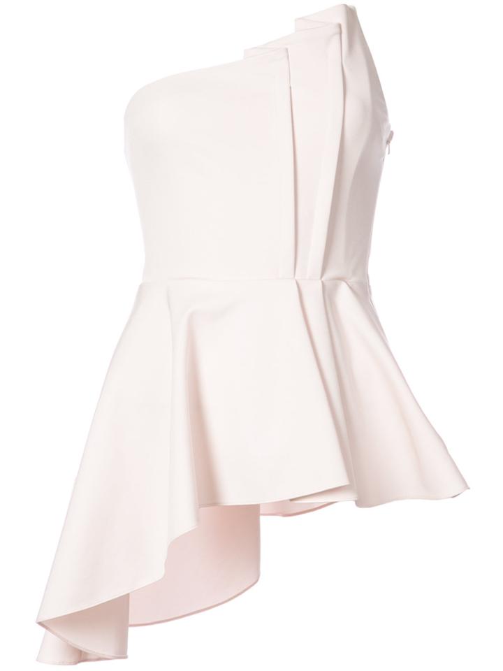 Cushnie Et Ochs Asymmetric Ruffled Top - Nude & Neutrals