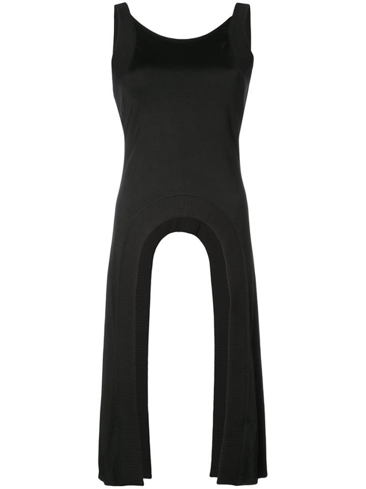 Paco Rabanne Ribbed Asymmetric Tank Top - Black