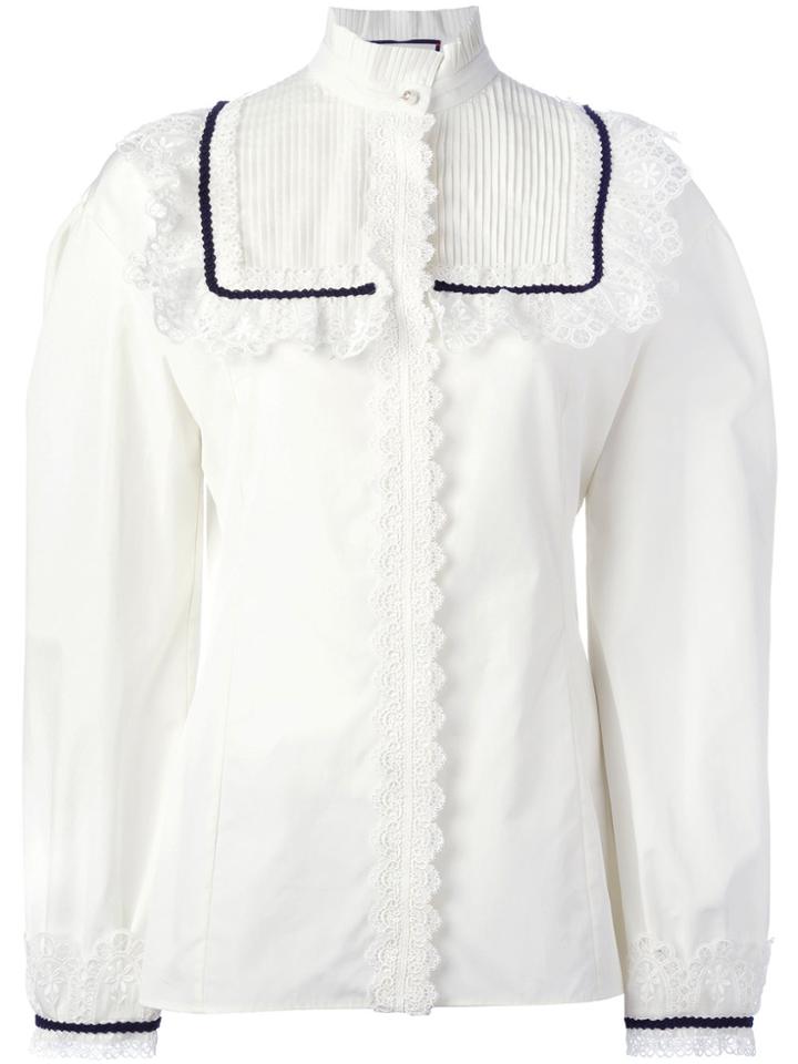 Gucci Pleat And Frill Yoke Blouse - White