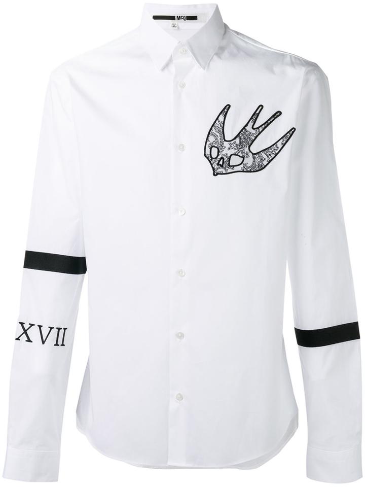 Mcq Alexander Mcqueen Swallow Print Shirt, Men's, Size: Small, White, Cotton