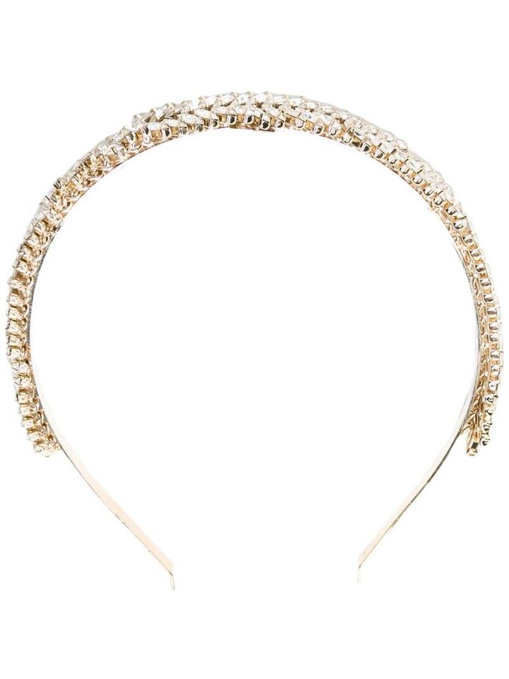 Ermanno Scervino Braid Effect Embellished Headband, Women's, Grey, Crystal/brass