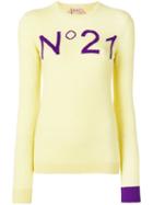Nº21 Contrast Logo Jumper - Yellow