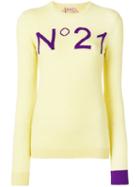 Nº21 Contrast Logo Jumper - Yellow