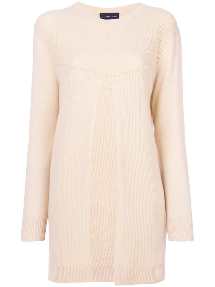 Cashmere In Love Sade Slit Sweater - Nude & Neutrals