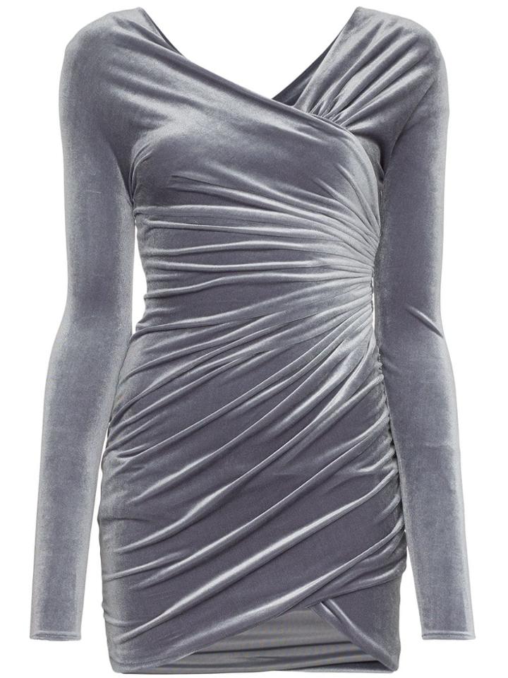 Alexandre Vauthier Velvet Ruched Mini-dress - Grey