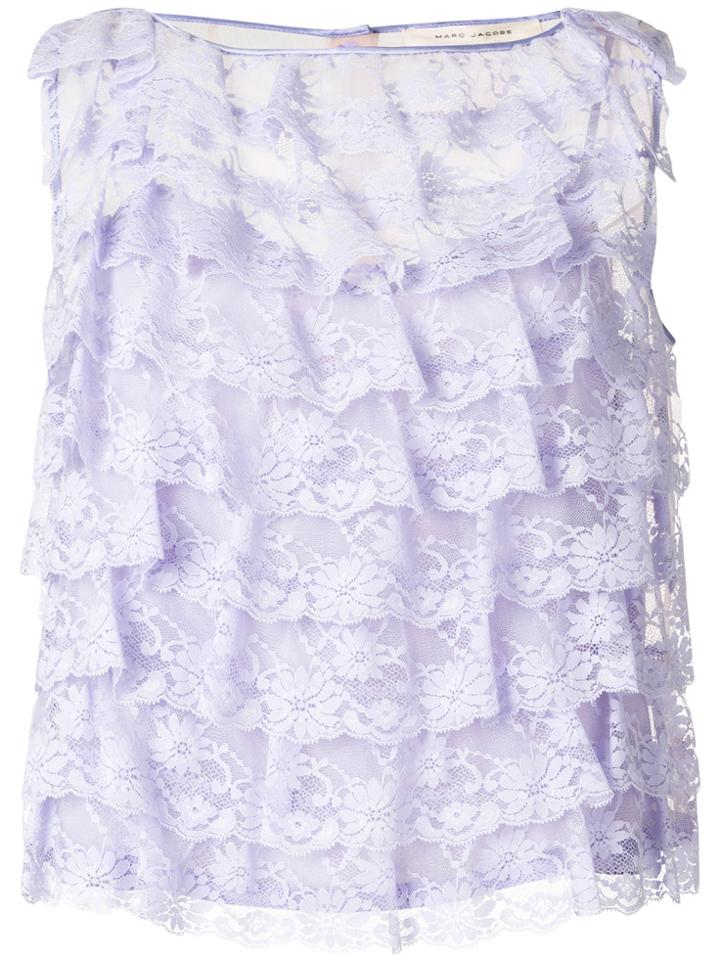 Marc Jacobs Ruffle Lace Blouse - Pink & Purple