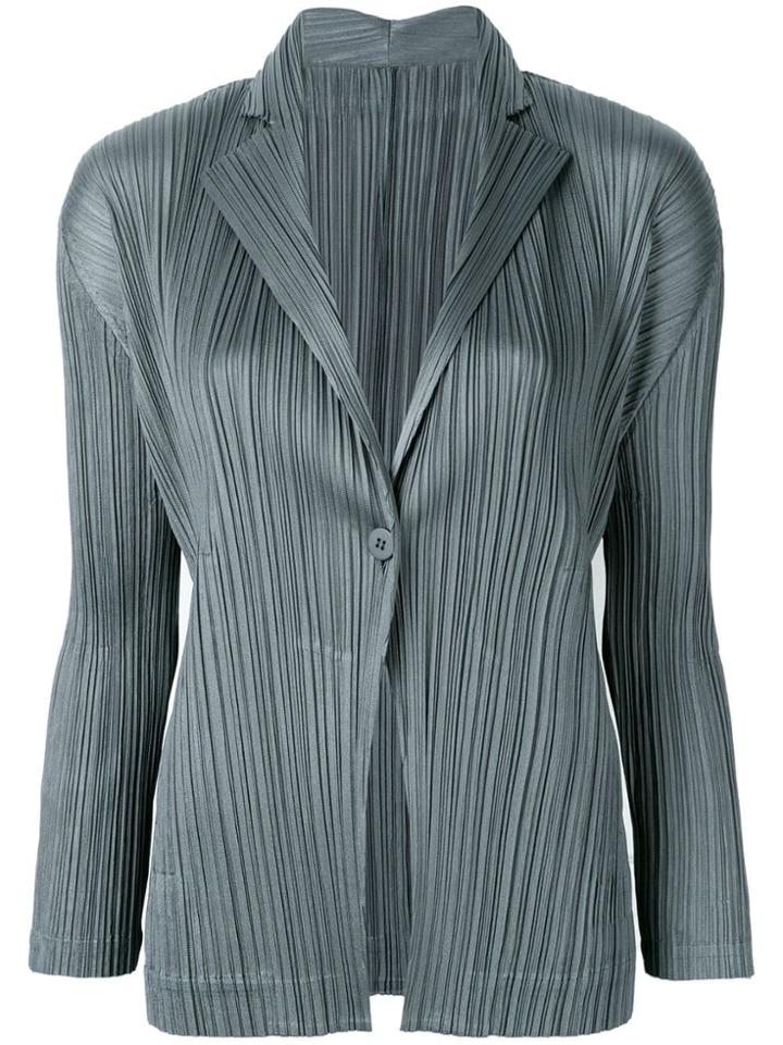 Pleats Please By Issey Miyake Pleated Single-breasted Blazer - Grey