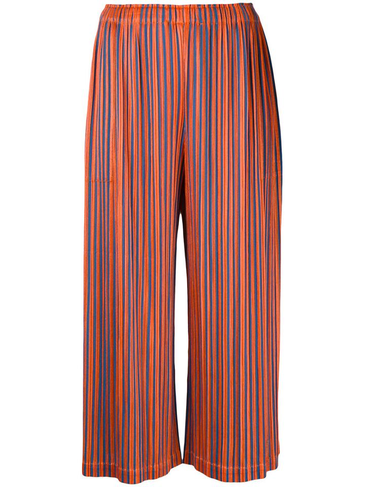 Pleated Cropped Trousers - Women - Polyester - 2, Blue, Polyester, Pleats Please By Issey Miyake