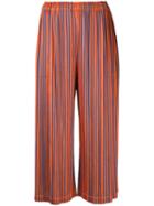 Pleated Cropped Trousers - Women - Polyester - 2, Blue, Polyester, Pleats Please By Issey Miyake