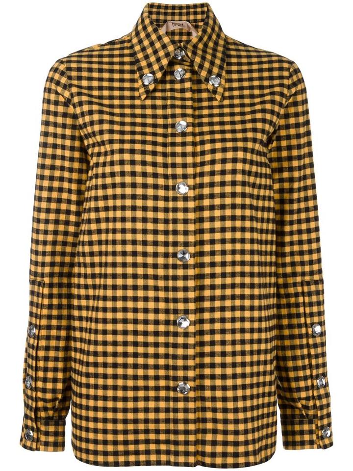 No21 Checked Shirt, Women's, Size: 36, Black, Cotton