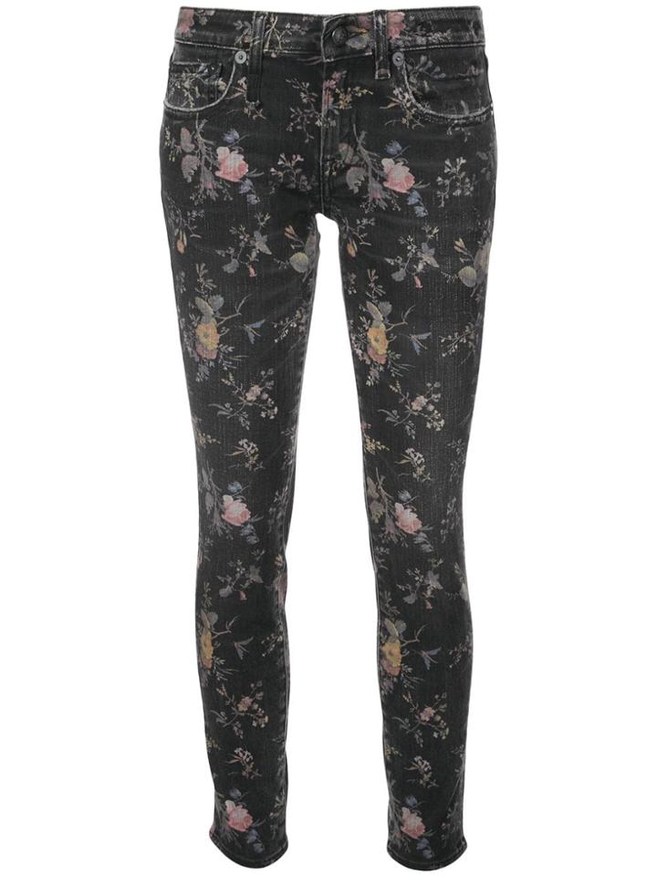 R13 Light Floral Print Jeans - Black