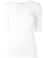 Fabiana Filippi - Scoop Neck T-shirt - Women - Silk/cotton/spandex/elastane/lyocell - 42, Nude/neutrals, Silk/cotton/spandex/elastane/lyocell