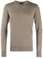 Emporio Armani Ribbed Detail Jumper - Brown
