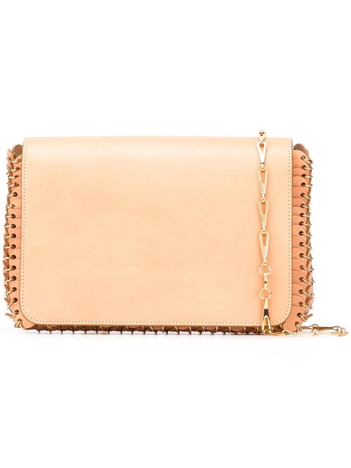 Paco Rabanne Front Flap Shoulder Bag, Women's, Nude/neutrals