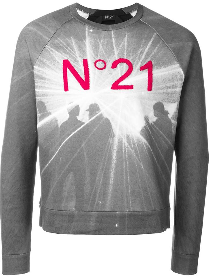 No21 Logo Appliqué Printed Sweatshirt, Men's, Size: Large, Grey, Cotton