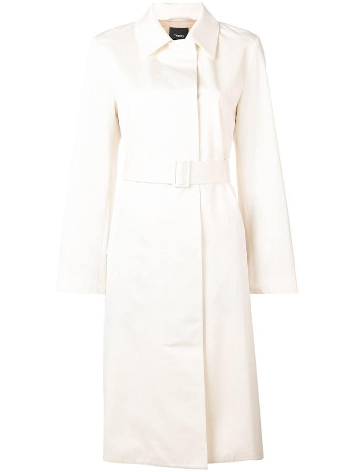 Theory Belted Single-breasted Coat - Neutrals