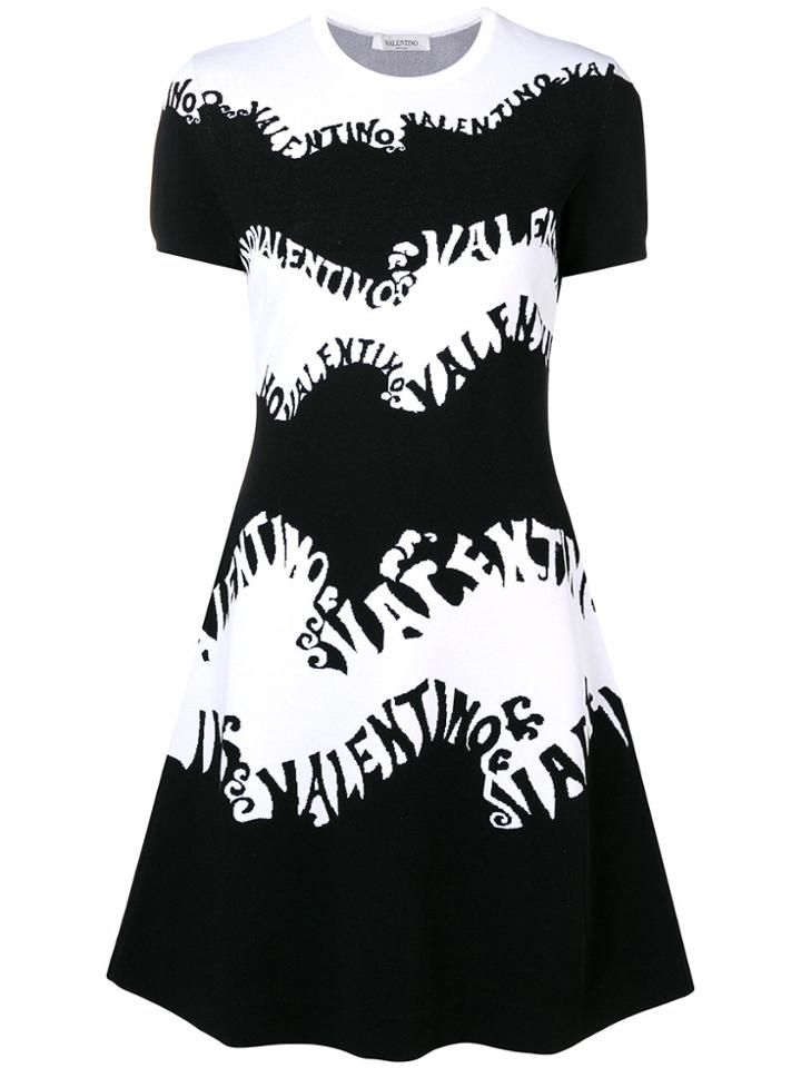 Valentino Wave Logo Mini Dress - Black