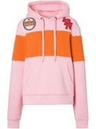 Burberry Logo Graphic Panelled Cotton Oversized Hoodie - Pink