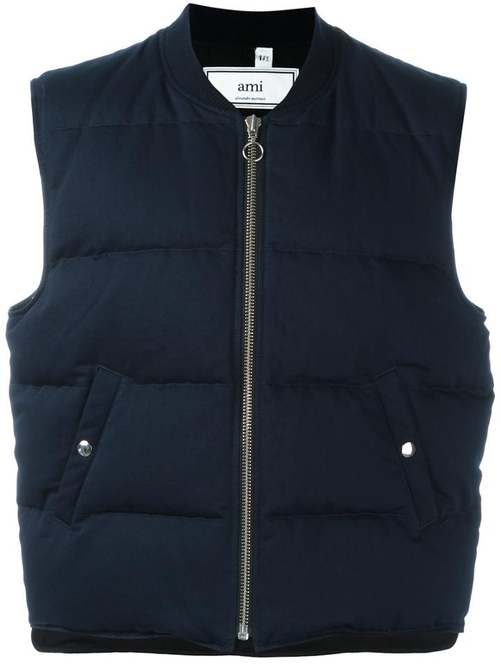 Ami Alexandre Mattiussi - Sleeveless Down Jacket - Men - Acetate - L, Blue, Acetate