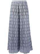 Erika Cavallini Embroidered Wide-leg Trousers - Blue