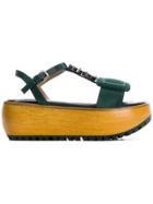Marni Jeweled Platform Sandals - Green