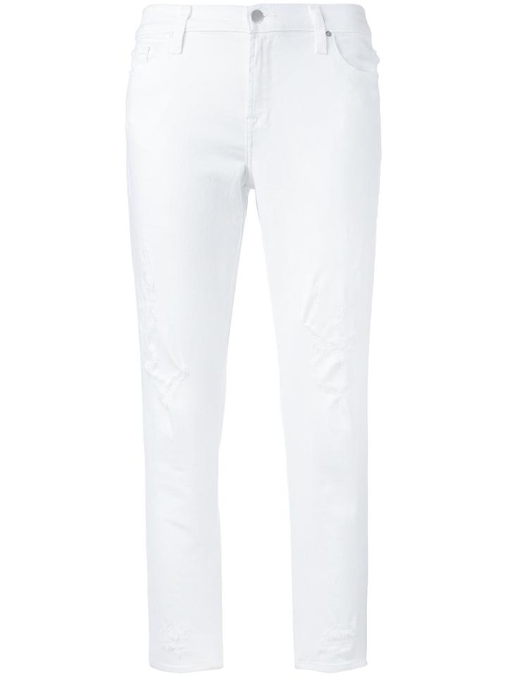 J Brand - Distressed Cropped Jeans - Women - Cotton/polyurethane - 27, White, Cotton/polyurethane