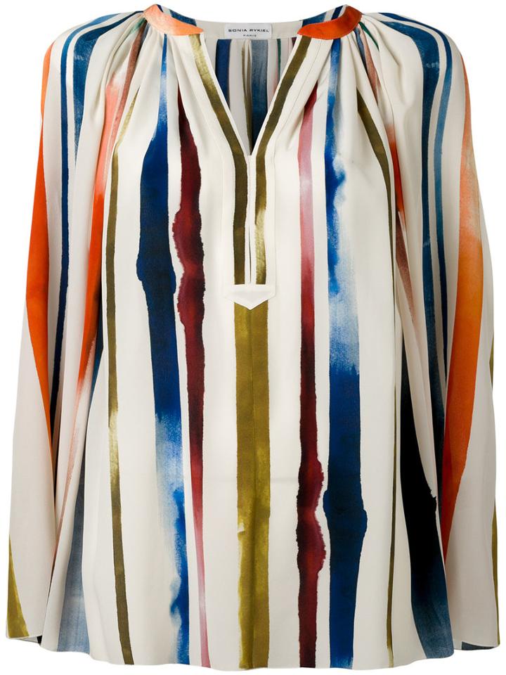 Sonia Rykiel - Painted-stripe Blouse - Women - Silk - 36, Nude/neutrals, Silk
