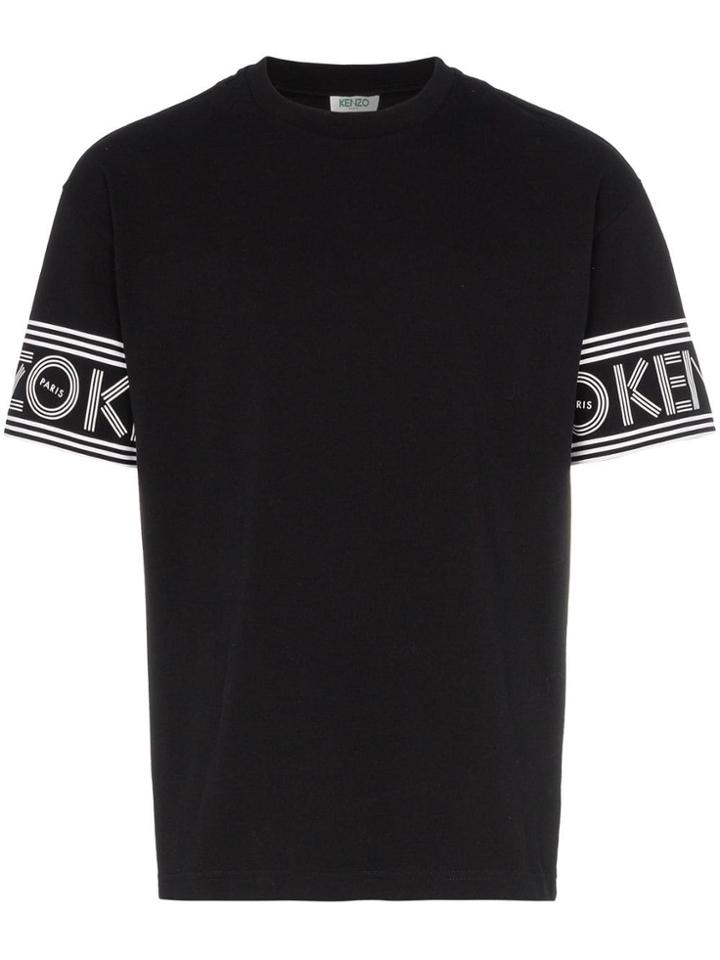 Kenzo Paris Logo Stripe Cotton T-shirt - Black