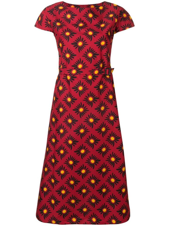 Aspesi Belted Floral Print Dress - Red