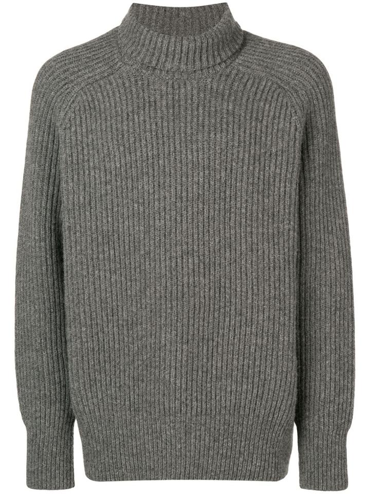 Ami Paris Rib Turtleneck Jumper - Grey