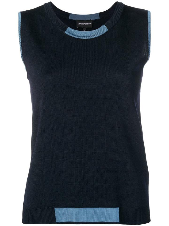 Emporio Armani Sleeveless Knitted Top - Blue
