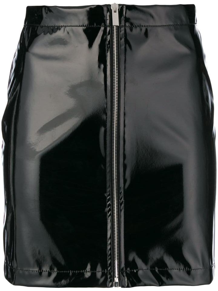 Wandering Zip Front Mini Skirt - Black