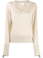 Burberry Logo Embroidered Jumper - Neutrals