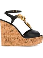 Giuseppe Zanotti Design Wedge Sandals, Women's, Size: 36, Black, Leather
