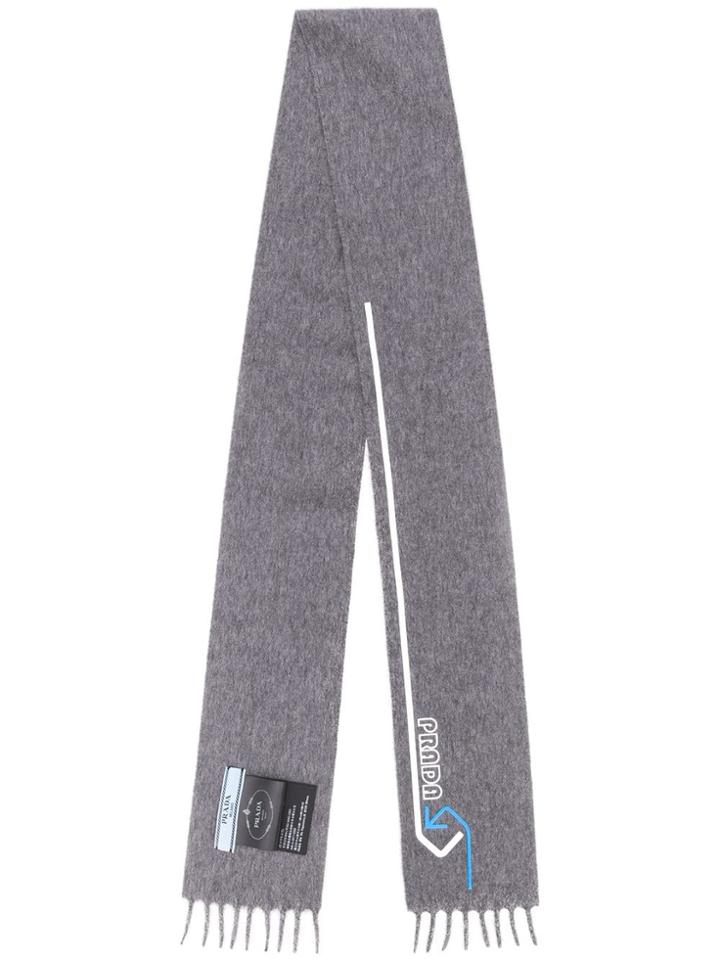 Prada Fringed Cashmere Scarf - Grey
