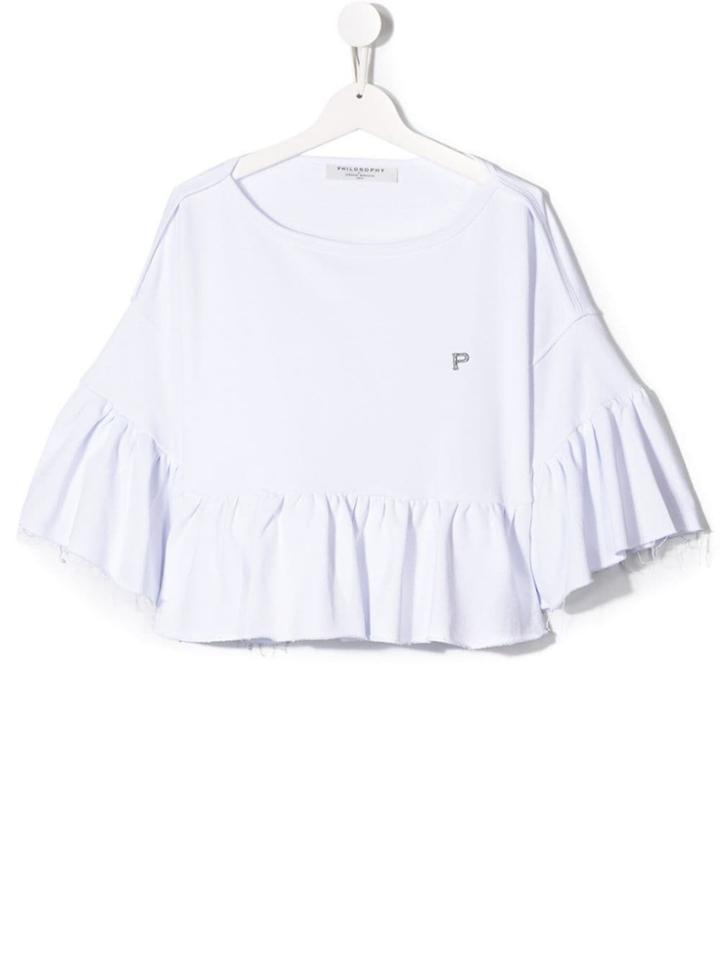Philosophy Di Lorenzo Serafini Kids Teen Ruffle Top - White