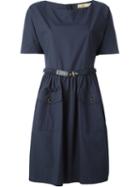 Fay Belted Dress, Women's, Size: Medium, Blue, Cotton/spandex/elastane