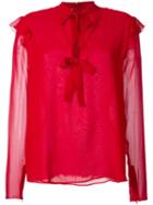 Giambattista Valli Lace Up Blouse, Women's, Size: 42, Red, Silk