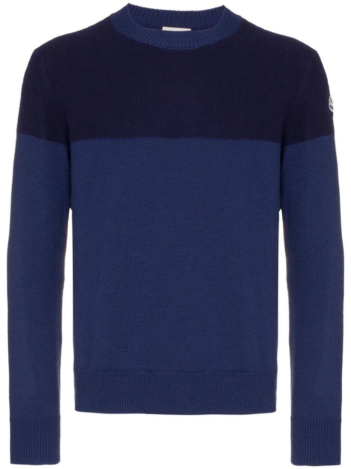 Moncler Tricot Stripe Virgin Wool Jumper - Blue