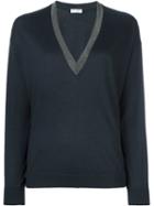 Brunello Cucinelli Boat Neck Longsleeved Blouse, Women's, Size: Xxl, Blue, Silk/cashmere