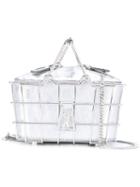 Savas - Wire Basket Clutch Bag - Women - Leather/metal (other) - One Size, Grey, Leather/metal (other)