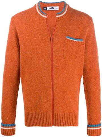 Anglozine Zipped Fitted Cardigan - Orange