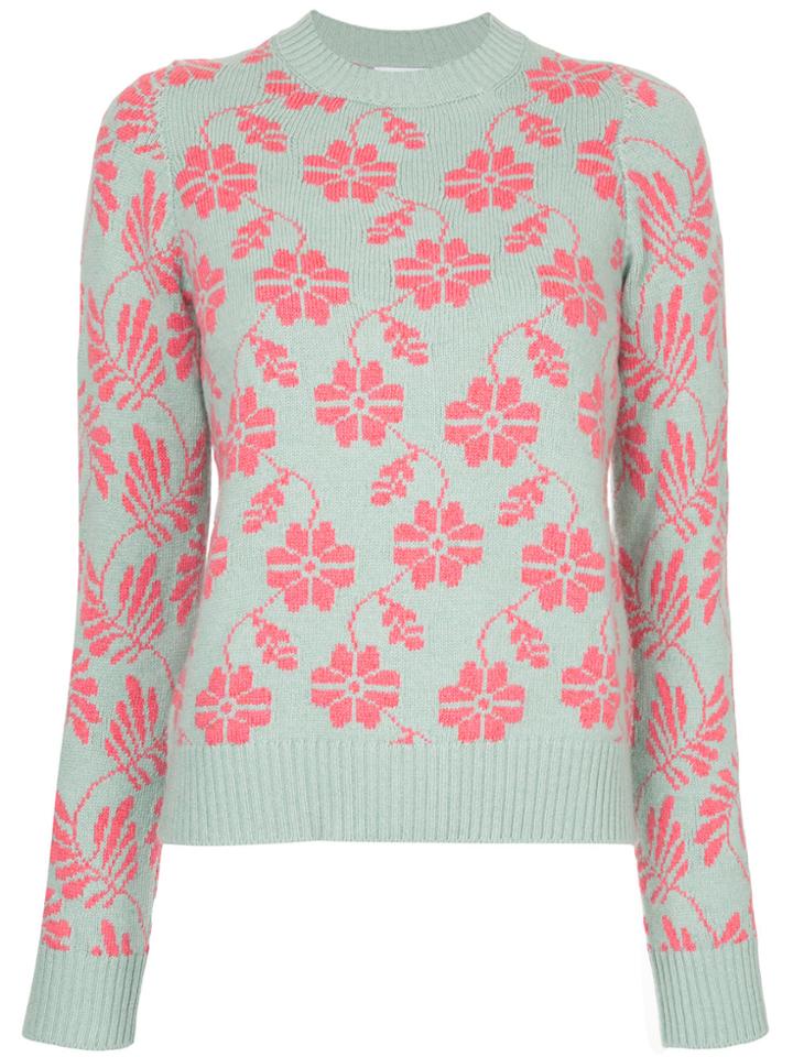 Barrie Floral Crew Neck Sweater - Green