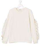 Douuod Kids Ruffle-trimmed Long Sleeve Top - White