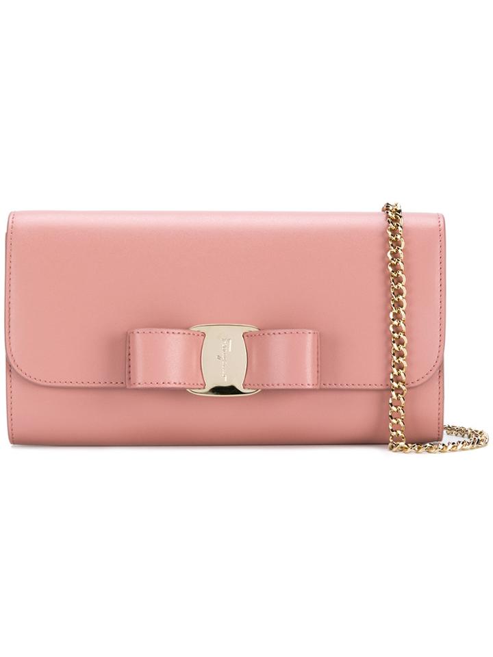 Salvatore Ferragamo Bow Detailed Purse - Pink & Purple