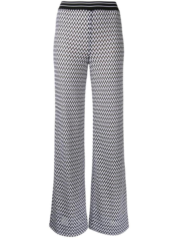 Missoni Zig-zag Flared Trousers, Women's, Size: 44, White, Cotton/nylon/polyester/viscose