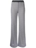 Missoni Zig-zag Flared Trousers, Women's, Size: 44, White, Cotton/nylon/polyester/viscose