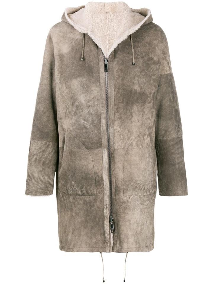 Giorgio Brato Hooded Shearling Coat - Brown